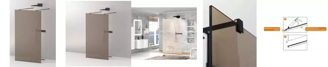 Душевая перегородка «Cezares» LIBERTA-L-2-100-BR-NERO 100/195 бронза/чёрная