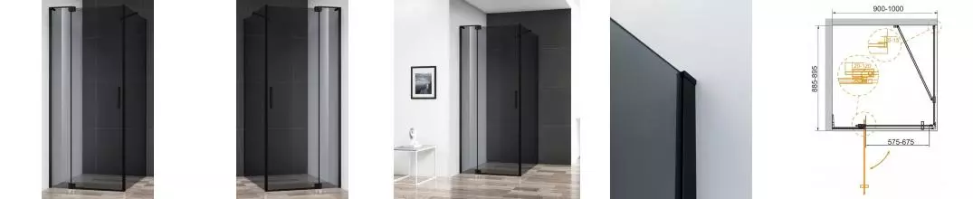 Душевой угол-ограждение «Cezares» SLIDER-AH-1-90-90/100-GRIGIO-NERO 100/90 тонированный/чёрный прямоугольный без поддона универсальный Душевой угол-ограждение «Cezares» SLIDER-AH-1-90-90/100-GRIGIO-NERO 100/90 тонированный/чёрный прямоугольный без поддона универсальный