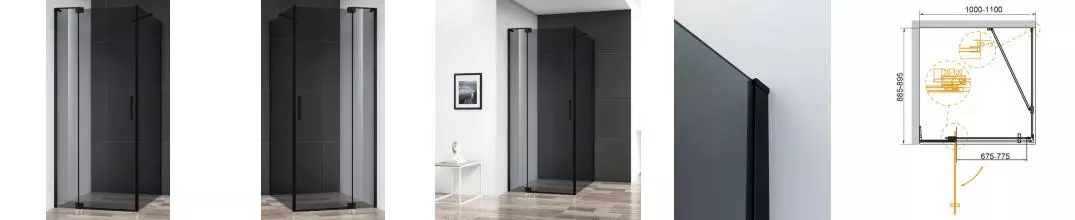 Душевой угол-ограждение «Cezares» SLIDER-AH-1-90-100/110-GRIGIO-NERO 110/90 тонированный/чёрный прямоугольный без поддона универсальный Душевой угол-ограждение «Cezares» SLIDER-AH-1-90-100/110-GRIGIO-NERO 110/90 тонированный/чёрный прямоугольный без поддона универсальный