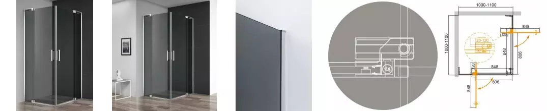 Душевой угол-ограждение «Cezares» SLIDER-A-2-100/110-GRIGIO-Cr 110/110 тонированный/хром квадратный без поддона Душевой угол-ограждение «Cezares» SLIDER-A-2-100/110-GRIGIO-Cr 110/110 тонированный/хром квадратный без поддона