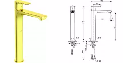 Смеситель для раковины «Ideal Standard» Connect Air Vessel A7027A2 brushed gold