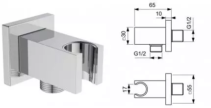 Подключение для душевого шланга «Ideal Standard» IdealRain BC771AA с держателем для лейки хром