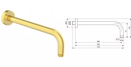 Кронштейн для верхнего душа «Ideal Standard» IdealRain B9444A2 31,8 золото