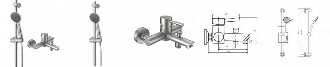 Смеситель для ванны «Dorff» Logic new D0103030SS матовый хром