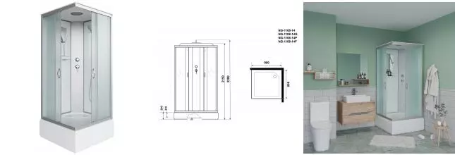 Душевая кабина «Niagara» NG-1108-14 90/90 средний поддон матовая/белая