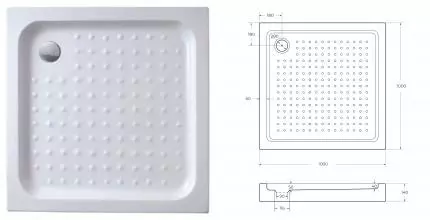 Душевой поддон «Cezares» TRAY-A-A-100-15-W0 100/100 средний акриловый квадратный без сифона белый