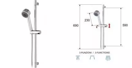 Душевой гарнитур «Remer» Saliscendi 315R321HG хром Душевой гарнитур «Remer» Saliscendi 315R321HG хром