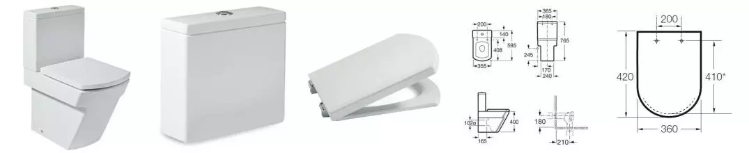 Унитаз компакт «Roca» Hall 7342629000/7341620000 (7801622004) белый с сиденьем дюропласт белое