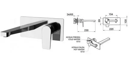 Смеситель для раковины «Remer» Dream D15L хром