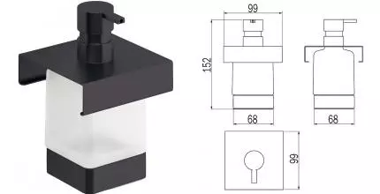 Дозатор для мыла «Inda» Indissima Barra A8812MNE21 на рейлинг чёрный Дозатор для мыла «Inda» Indissima Barra A8812MNE21 на рейлинг чёрный