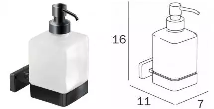 Дозатор для мыла «Inda» Lea A18120NE21 на стену чёрный матовый