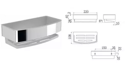 Полка в ванну «Inda» Basket AV251AAL13 на стену хром/белая