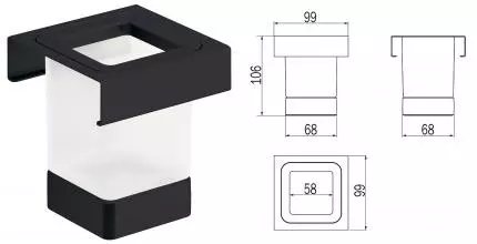 Стакан для зубных щёток «Inda» Indissima Barra A8810MNE21 на рейлинг чёрный Стакан для зубных щёток «Inda» Indissima Barra A8810MNE21 на рейлинг чёрный