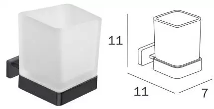 Стакан для зубных щёток «Inda» Lea A18100NE21 на стену чёрный матовый