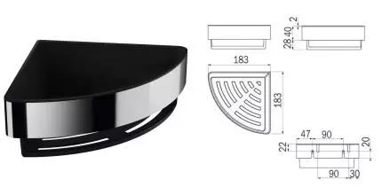 Угловая полка в ванну «Inda» Basket AV231AAL08 на стену хром/чёрная