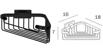 Угловая полка в ванну «Inda» Lea A18310NE на стену чёрная матовая