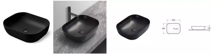 Раковина «Vincea» 50/40 VBS-101MB фарфоровая чёрная