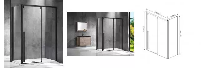 Душевой угол-ограждение «Vincea» Lugano VSR-1L9012CLB-1 120/90 прозрачный/чёрный прямоугольный без поддона универсальный Душевой угол-ограждение «Vincea» Lugano VSR-1L9012CLB-1 120/90 прозрачный/чёрный прямоугольный без поддона универсальный
