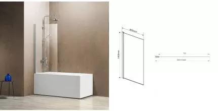 Шторка на ванну стеклянная «Vincea» VSB-11800CL прозрачная универсальная Шторка на ванну стеклянная «Vincea» VSB-11800CL прозрачная универсальная