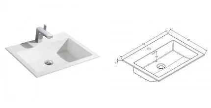 Раковина «Vincea» 60/48 VCB-13600W искусственный камень белая Раковина «Vincea» 60/48 VCB-13600W искусственный камень белая