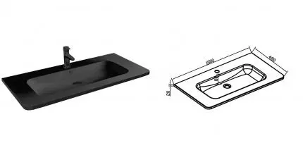 Раковина «Vincea» 100/48 VCB-1RA100B искусственный камень чёрная