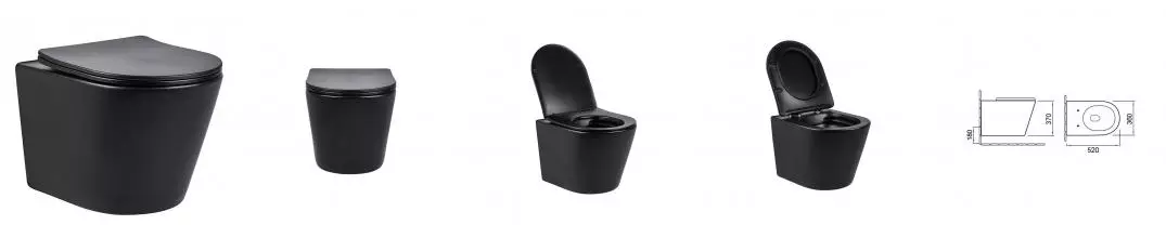 Подвесной унитаз «Vincea» Piatti VT1-11MB чёрный с сиденьем дюропласт с микролифтом чёрное Подвесной унитаз «Vincea» Piatti VT1-11MB чёрный с сиденьем дюропласт с микролифтом чёрное