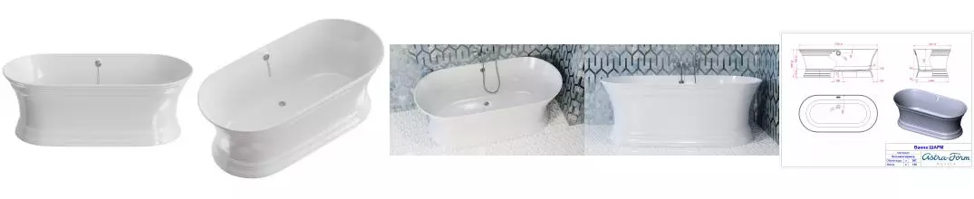 Ванна из литьевого мрамора «Астра-Форм» Шарм 170/80 на подиуме без сифона цвет на заказ
