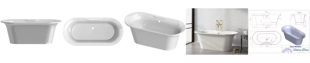 Ванна из литьевого мрамора «Астра-Форм» Монако 174/80 без сифона белая