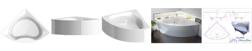 Ванна из литьевого мрамора «Астра-Форм» Виена 150/150 с ножками без сифона белая