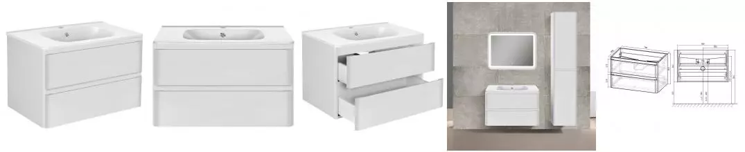 Тумба с раковиной «Vincea» Vico 80 (VCB-2VP800W) подвесная G.White Тумба с раковиной «Vincea» Vico 80 (VCB-2VP800W) подвесная G.White