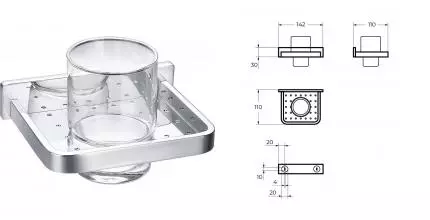 Стакан для зубных щёток «Cezares» MAXIMA-CZR-F-8920 на стену хром