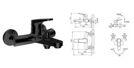 Смеситель для ванны «Bravat» Eler F6191238BM-01-RUS чёрный Смеситель для ванны «Bravat» Eler F6191238BM-01-RUS чёрный