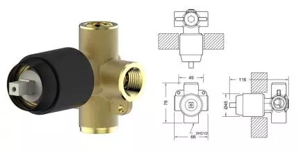 Внутренняя часть смесителя «Bravat» Built-in D999BW-ENG чёрный матовый