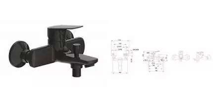 Смеситель для ванны «Bravat» Rhein F6429564BW-01-ENG чёрный матовый