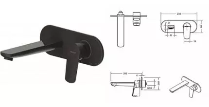 Внешняя часть смесителя «Bravat» Rhein P8429564BW-ENG 20 чёрный матовый Внешняя часть смесителя «Bravat» Rhein P8429564BW-ENG 20 чёрный матовый