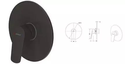 Внешняя часть смесителя «Bravat» Rhein PB8429564BW-ENG чёрный матовый Внешняя часть смесителя «Bravat» Rhein PB8429564BW-ENG чёрный матовый