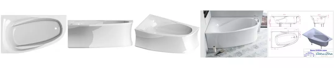 Ванна из литьевого мрамора «Астра-Форм» Селена 170/100 с ножками без сифона белая левая