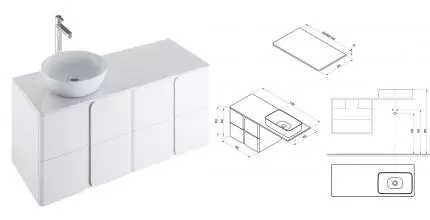 Тумба под раковину «Ravak» SD Balance 120 (столешница 120) подвесная белая универсальная