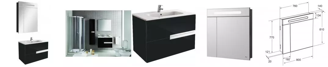 Мебель для ванной подвесная «Roca» Victoria Nord Black Edition 80 чёрная