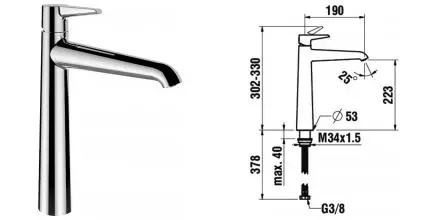 Смеситель для раковины «Laufen» Val 3113880041301 хром