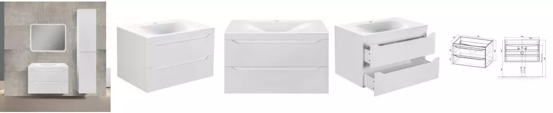 Мебель для ванной подвесная «Vincea» Fine 80 G.White Мебель для ванной подвесная «Vincea» Fine 80 G.White
