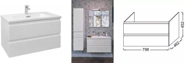 Тумба с раковиной «Jacob Delafon» Madeleine 80 EB2053-J5 (Vox 80/46 EXAE112-Z-00 белая) подвесная белая глянцевая Тумба с раковиной «Jacob Delafon» Madeleine 80 EB2053-J5 (Vox 80/46 EXAE112-Z-00 белая) подвесная белая глянцевая