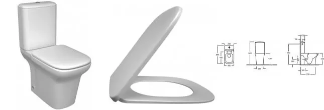 Унитаз компакт безободковый «Jacob Delafon» Vox белый с сиденьем термодюр с микролифтом белое