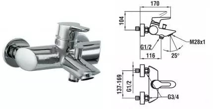 Смеситель для ванны «Laufen» Twinpro 3215070044001 хром