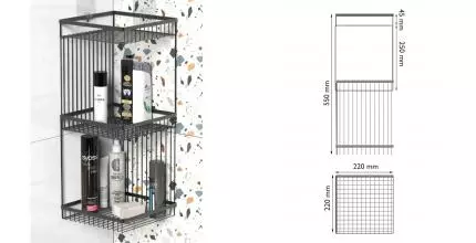 Полка в ванну «Fora» Connect FOR-DIM093B на стену чёрная