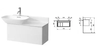 Тумба с раковиной «Laufen» Ino 77 (Ino 90/45 R) подвесная белая