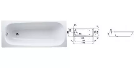 Ванна стальная «Laufen» Pro 170/70 (2.2495.0.600.040.1) антискользящая без опор без сифона белая универсальная Ванна стальная «Laufen» Pro 170/70 (2.2495.0.600.040.1) антискользящая без опор без сифона белая универсальная