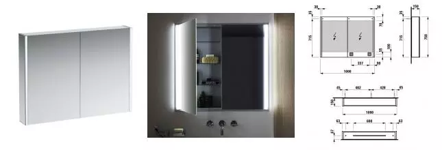 Зеркальный шкаф «Laufen» Frame 25 408603 100/75 с подсветкой рама хром