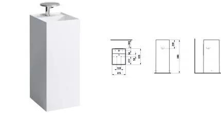 Раковина с пьедесталом «Laufen» Kartell by 38/44/90 8.1133.1.D01.111.1 фарфоровая серая