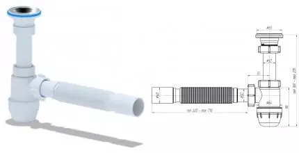 Сифон для раковины «АНИпласт» Юнг BM1010 белый Сифон для раковины «АНИпласт» Юнг BM1010 белый